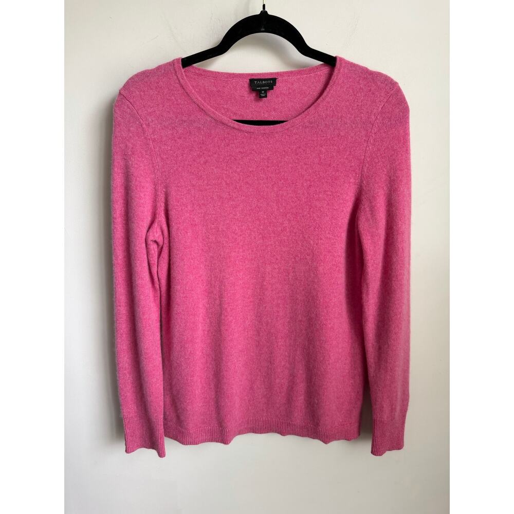 Talbots Pure Cashmere Long Sleeve Crew Neck Pullover Sweater Pink Womens Medium - Picture 2 of 9